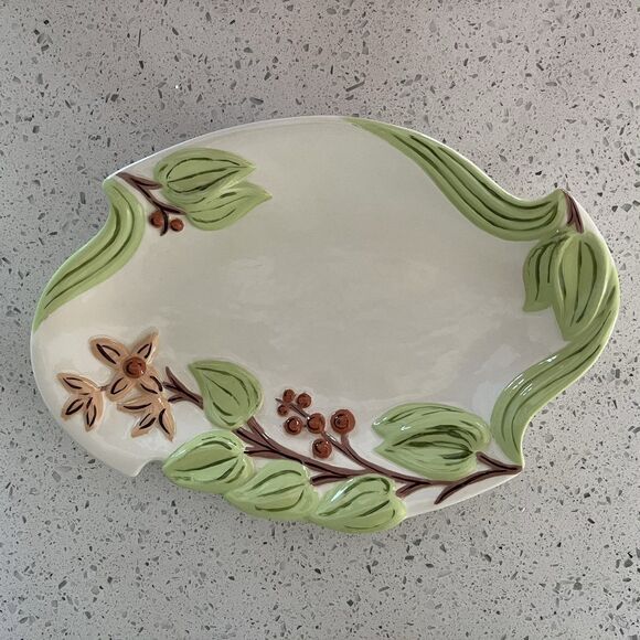 Vintage Hand-Painted Holland Mold Trinket Bowl Tray Floral Rare Find USA 1960's - Picture 2 of 9